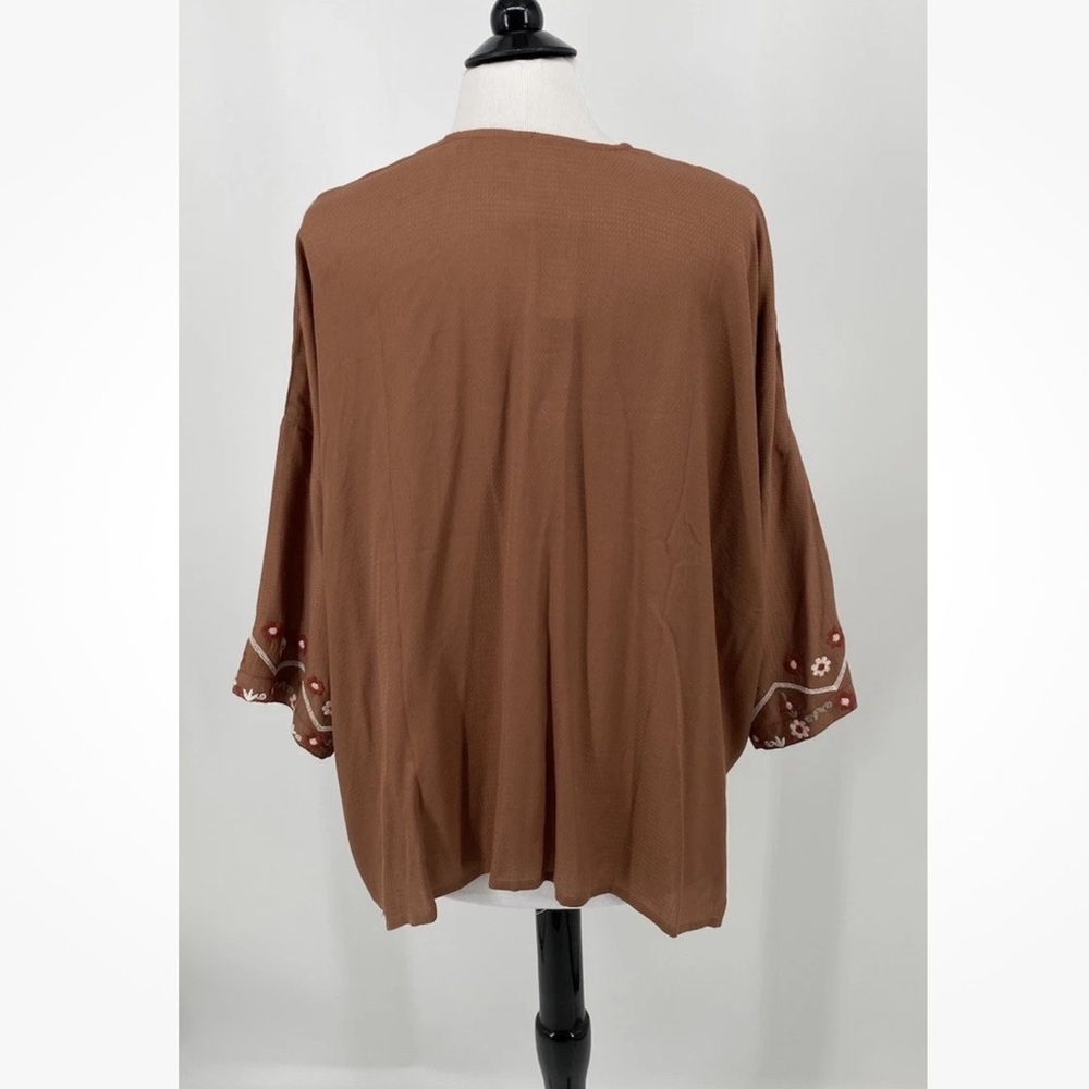 J Jill Womens OS Embroidered Kimono Open Front Cardigan One Size - Picture 3 of 6